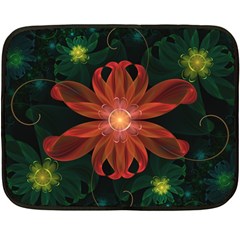 Beautiful Red Passion Flower In A Fractal Jungle Double Sided Fleece Blanket (mini)  by jayaprime