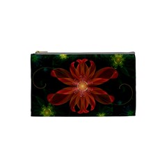 Beautiful Red Passion Flower In A Fractal Jungle Cosmetic Bag (small)  by jayaprime