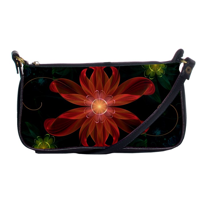 Beautiful Red Passion Flower in a Fractal Jungle Shoulder Clutch Bags