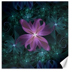 Pink And Turquoise Wedding Cremon Fractal Flowers Canvas 12  X 12   by jayaprime
