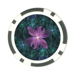 Pink And Turquoise Wedding Cremon Fractal Flowers Poker Chip Card Guard (10 Pack) by jayaprime