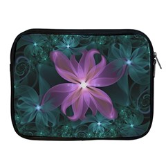 Pink And Turquoise Wedding Cremon Fractal Flowers Apple Ipad 2/3/4 Zipper Cases by jayaprime