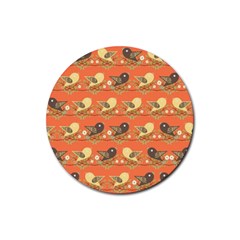 Birds Pattern Rubber Coaster (round)  by linceazul