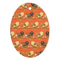 Birds Pattern Oval Ornament (two Sides) by linceazul