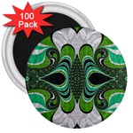 Fractal Art Green Pattern Design 3  Magnets (100 pack) Front