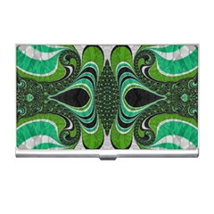 Fractal Art Green Pattern Design Business Card Holders by BangZart