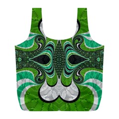 Fractal Art Green Pattern Design Full Print Recycle Bags (l) 