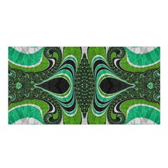 Fractal Art Green Pattern Design Satin Shawl