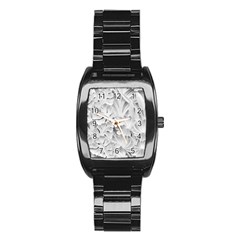 Pattern Motif Decor Stainless Steel Barrel Watch