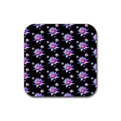 Flowers Pattern Background Lilac Rubber Coaster (square) 