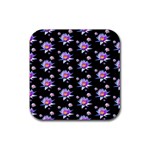 Flowers Pattern Background Lilac Rubber Coaster (Square)  Front