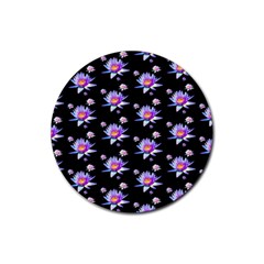 Flowers Pattern Background Lilac Rubber Round Coaster (4 Pack)  by BangZart