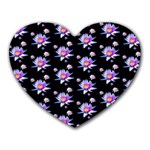 Flowers Pattern Background Lilac Heart Mousepads Front