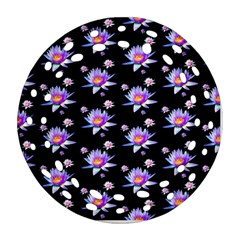 Flowers Pattern Background Lilac Ornament (round Filigree)