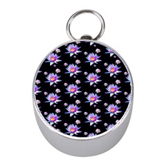 Flowers Pattern Background Lilac Mini Silver Compasses