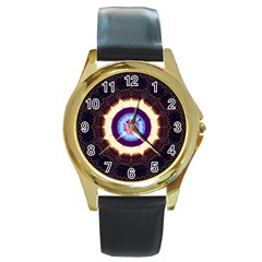 Mandala Art Design Pattern Round Gold Metal Watch by BangZart