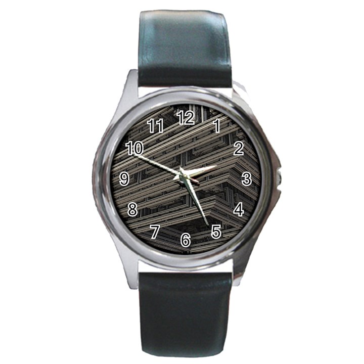 Fractal 3d Construction Industry Round Metal Watch