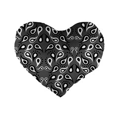 Paisley Pattern Paisley Pattern Standard 16  Premium Flano Heart Shape Cushions by BangZart