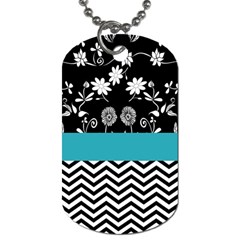 Flowers Turquoise Pattern Floral Dog Tag (one Side)