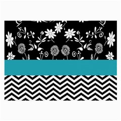 Flowers Turquoise Pattern Floral Large Glasses Cloth (2-side) by BangZart