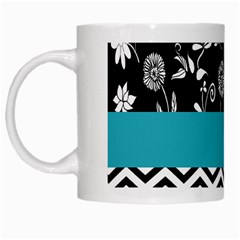 Flowers Turquoise Pattern Floral White Mugs by BangZart
