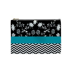 Flowers Turquoise Pattern Floral Cosmetic Bag (medium)  by BangZart