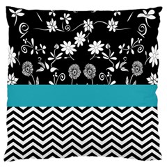 Flowers Turquoise Pattern Floral Large Flano Cushion Case (one Side)