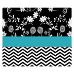 Flowers Turquoise Pattern Floral Double Sided Flano Blanket (Small)  50 x40  Blanket Front