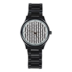 Pattern Background Texture Black Stainless Steel Round Watch