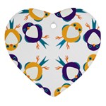 Pattern Circular Birds Heart Ornament (Two Sides) Front