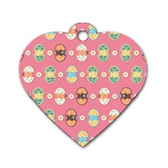 Cute Eggs Pattern Dog Tag Heart (two Sides) by linceazul