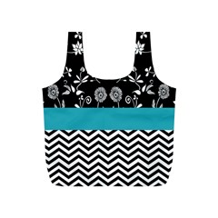 Flowers Turquoise Pattern Floral Full Print Recycle Bags (s) 