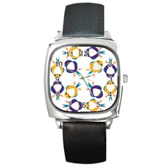 Pattern Circular Birds Square Metal Watch by BangZart