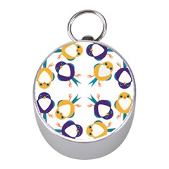 Pattern Circular Birds Mini Silver Compasses