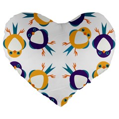 Pattern Circular Birds Large 19  Premium Flano Heart Shape Cushions by BangZart