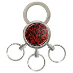 Black Red Tiles Checkerboard 3-Ring Key Chains Front