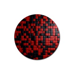 Black Red Tiles Checkerboard Rubber Coaster (round)  by BangZart