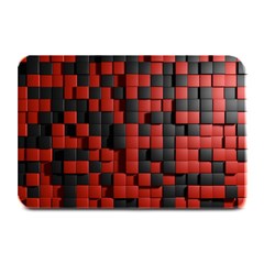 Black Red Tiles Checkerboard Plate Mats by BangZart