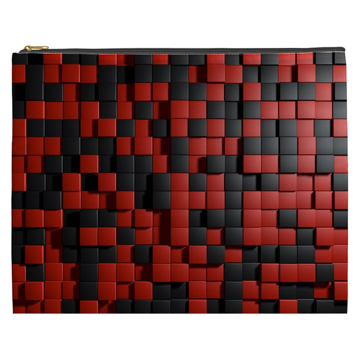 Black Red Tiles Checkerboard Cosmetic Bag (XXXL) 