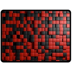 Black Red Tiles Checkerboard Double Sided Fleece Blanket (large) 