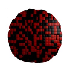 Black Red Tiles Checkerboard Standard 15  Premium Flano Round Cushions