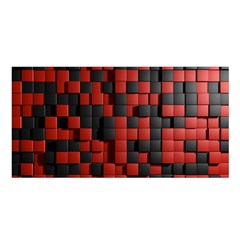 Black Red Tiles Checkerboard Satin Shawl
