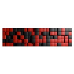 Black Red Tiles Checkerboard Satin Scarf (oblong)