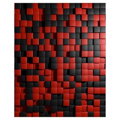 Black Red Tiles Checkerboard Drawstring Bag (small)