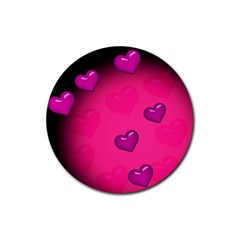 Background Heart Valentine S Day Rubber Coaster (round)  by BangZart