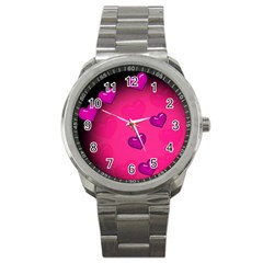 Background Heart Valentine S Day Sport Metal Watch by BangZart