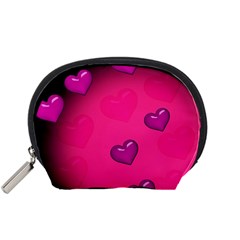 Background Heart Valentine S Day Accessory Pouches (small)  by BangZart