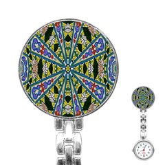 Kaleidoscope Background Stainless Steel Nurses Watch