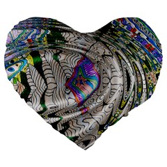 Water Ripple Design Background Wallpaper Of Water Ripples Applied To A Kaleidoscope Pattern Large 19  Premium Flano Heart Shape Cushions