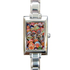 Colorful Oriental Bowls On Local Market In Turkey Rectangle Italian Charm Watch by BangZart